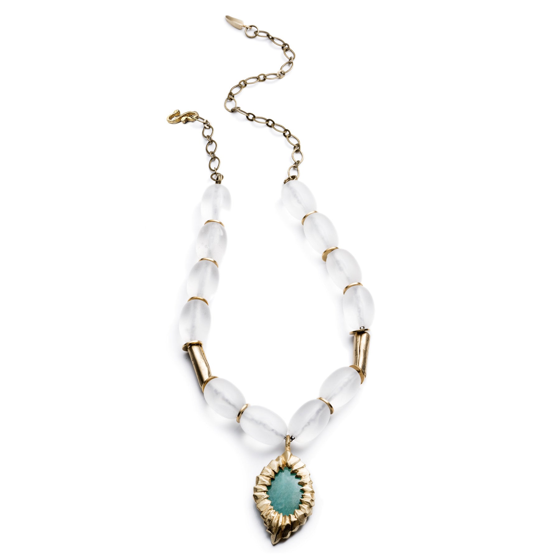 DECO CHRYSOPRASE AND LUCITE NECKLACE