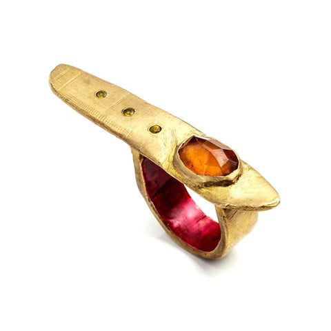 ELONGATED RECTANGLE AND GARNET RING
